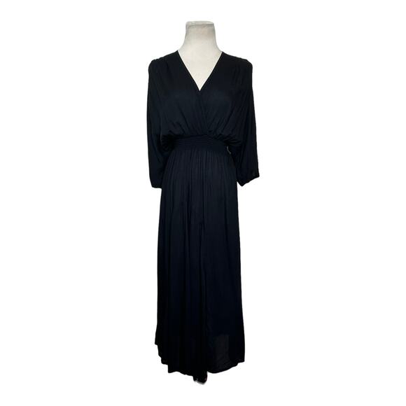 Pampelone black short sleeves v neck midi dress size small - Picture 9 of 11